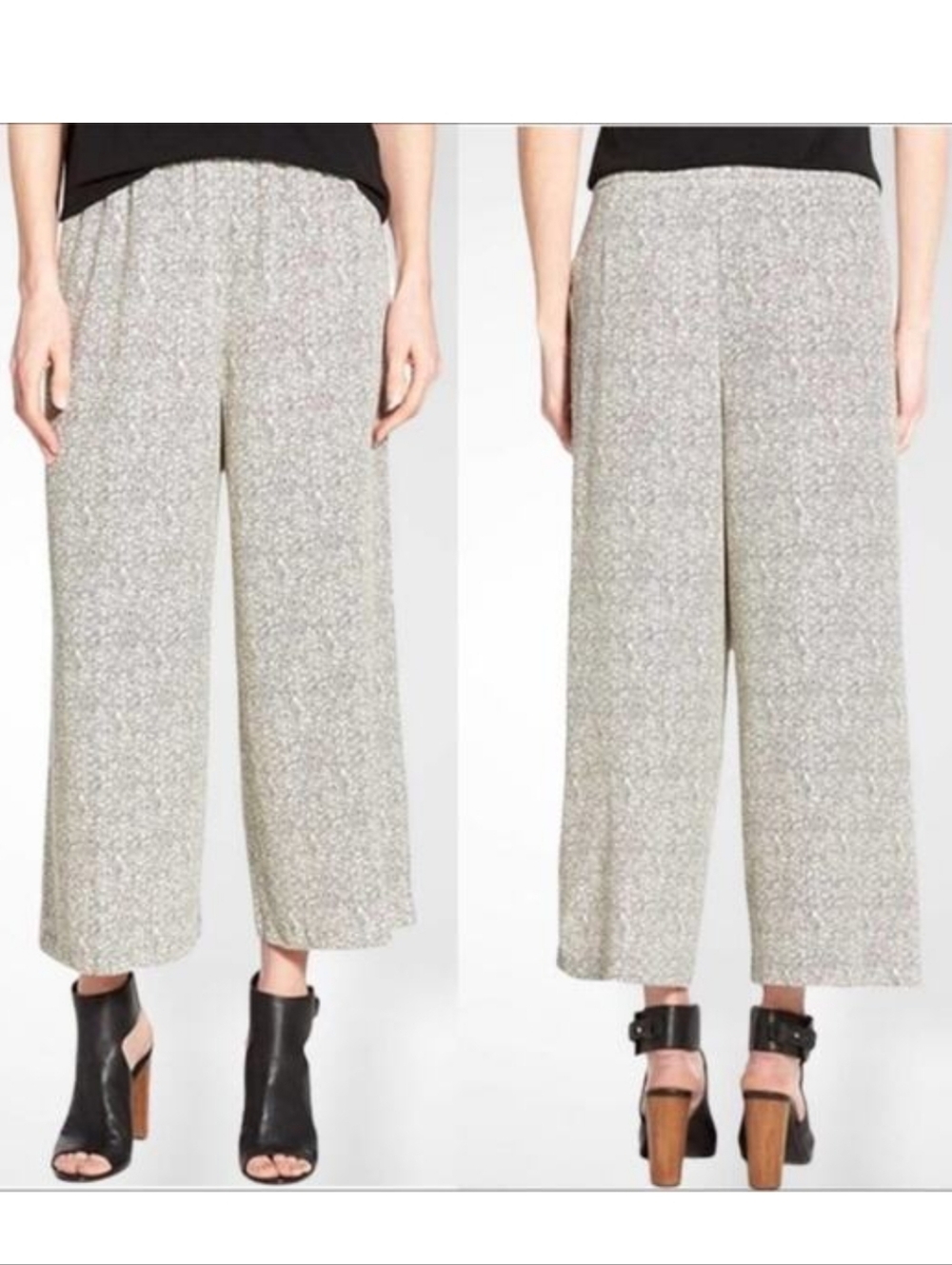 Eileen Fisher Neutral Wide-Leg Knit Pants in Beige-Mix Size Medium